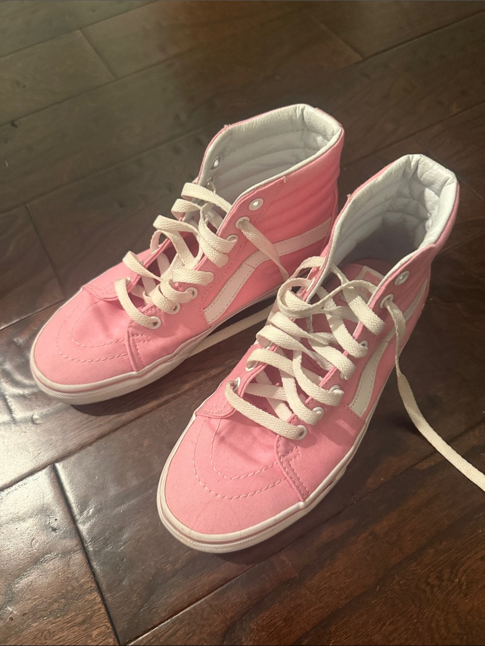 Vans Pink High-Top Canvas Sneakers with White Stripe